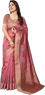 StyleScope Women's Assam Cotton Silk Golden Boarder Thread Embroidered Saree With Unstitched Blouse Piece (Ulajh)