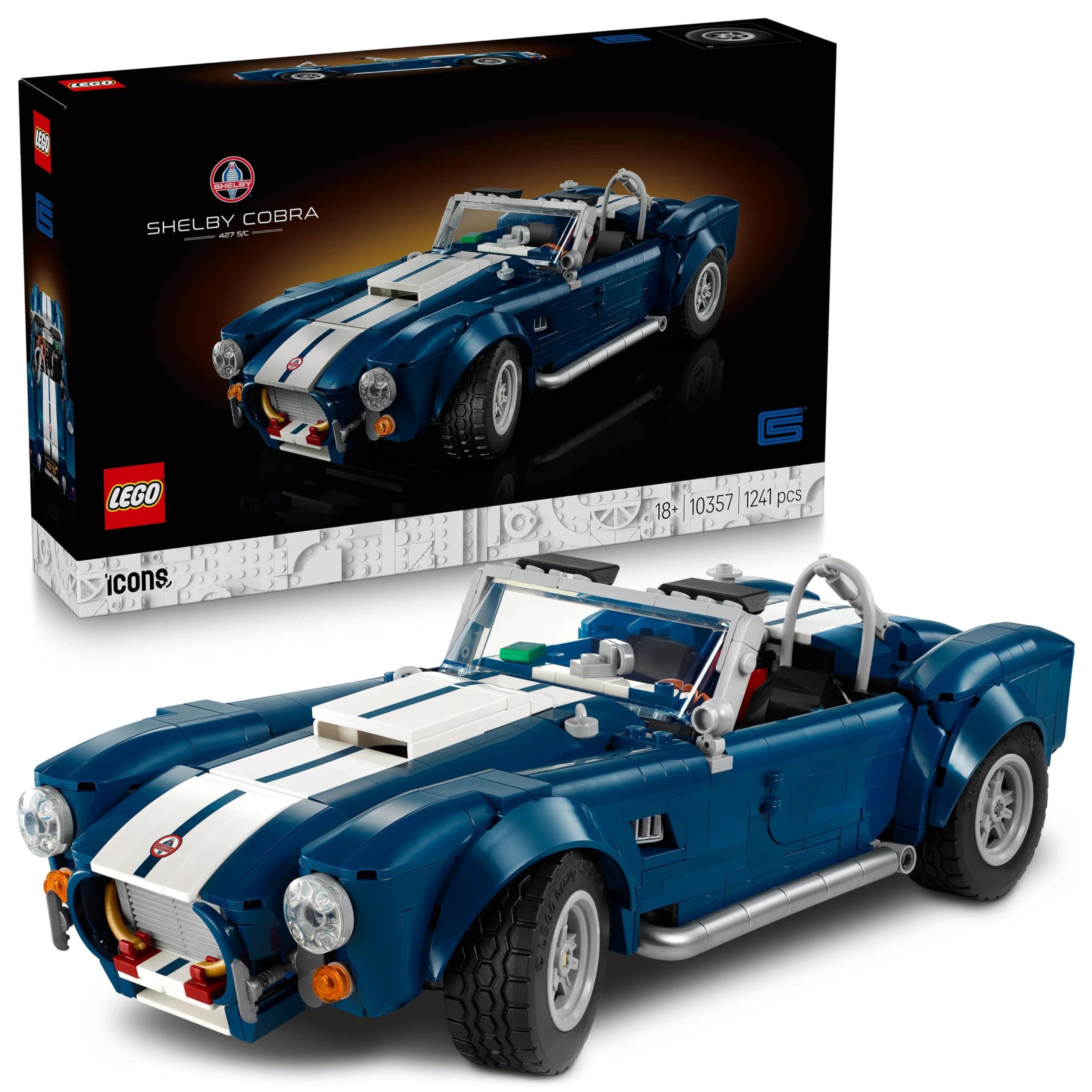 LEGO Icons Shelby Cobra 427 S/C Home and Office Decor, Model Car Kit for Adults 10357