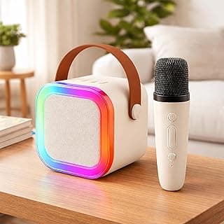 Toyshine Wireless Karaoke Microphone with Portable Bluetooth Speaker inbuilt with Dynamic Lights for Birthday Family Home Travel for Girls Boys & Toddlers Ages 4 & Above