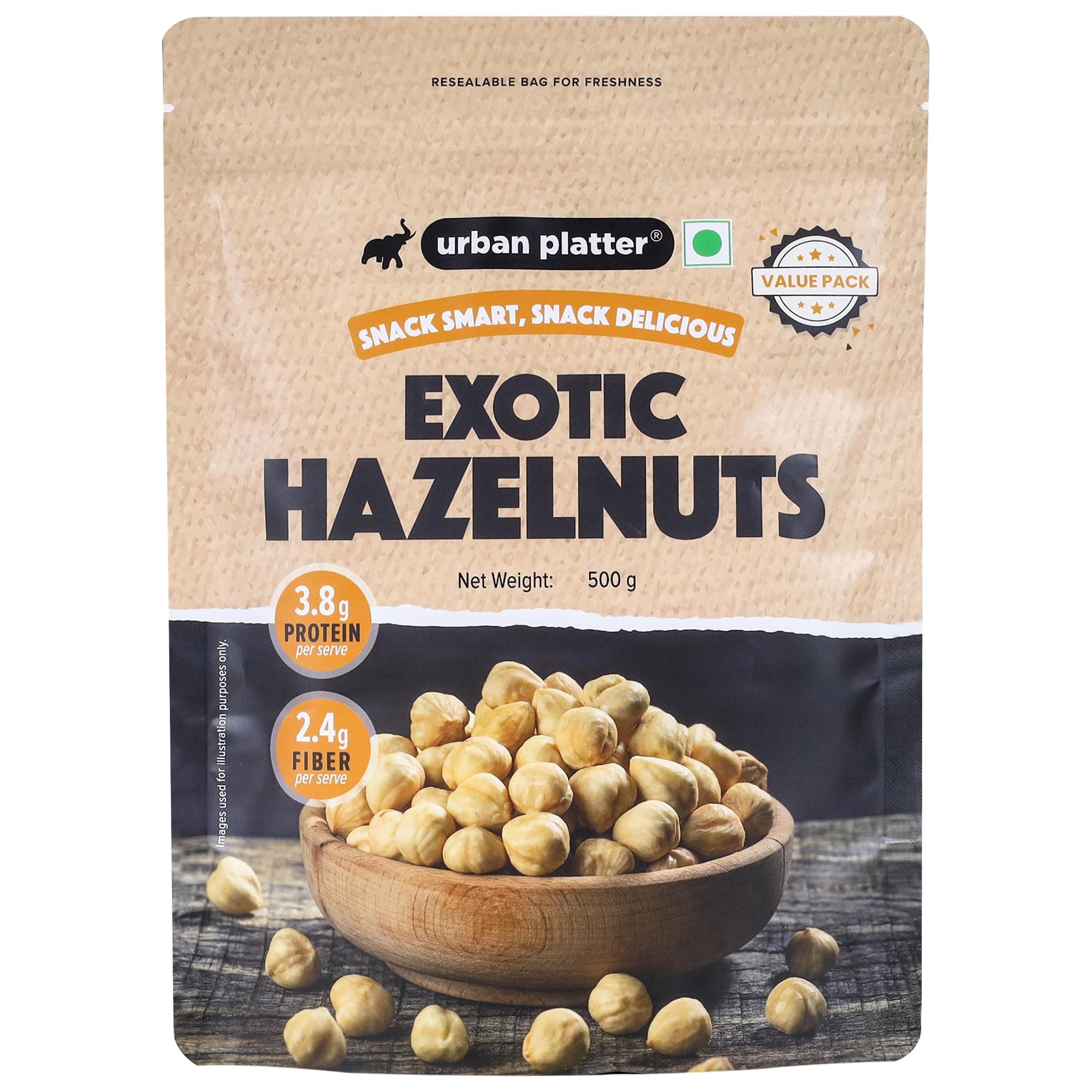 Urban Platter Exotic Hazelnuts, 500g, (Protein & Fiber Rich, For Confectionery, Baking, Nut Pastes & Dessert)