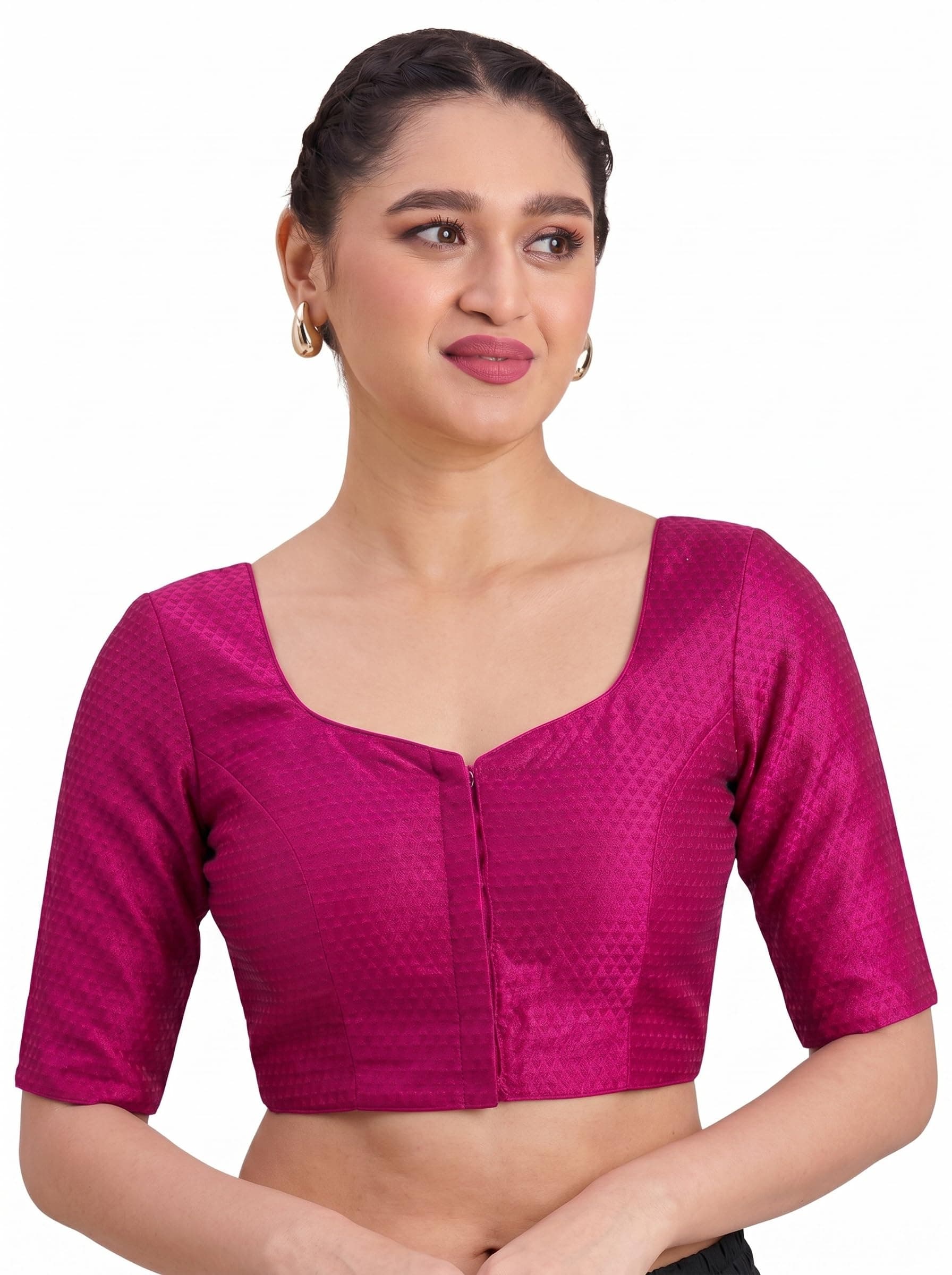Studio Shringaar Women's Brocade Half Sleeve Bright Readymade Saree Blouse