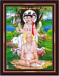 Pavan Photo Laminations Shri Swami Samarth Maharaj Akkalkot Wall Painting Framed Home Decor (Wood,Acrylic,Brown,Small Size,6x8 Inch) B2003S