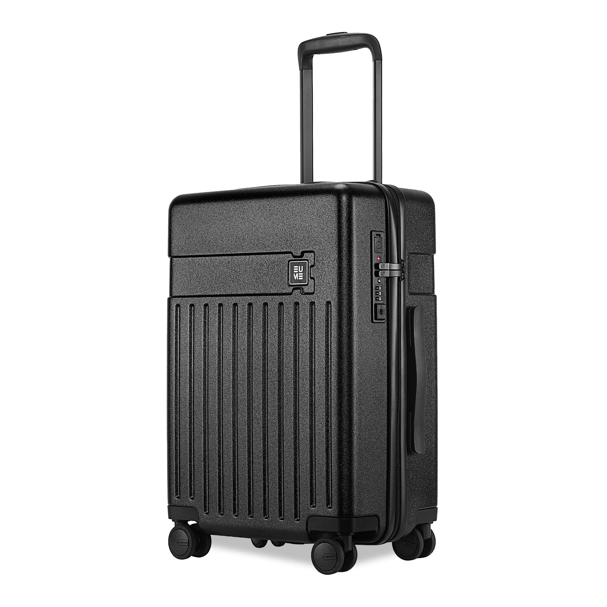 EUME Classic Cabin 55 Cm Trolley Bag Small Size for Travel, Charcoal Black| Polycarbonate (PC) 8 Hinomoto Wheels Suitcase | Small Trolley Bag for Luggage