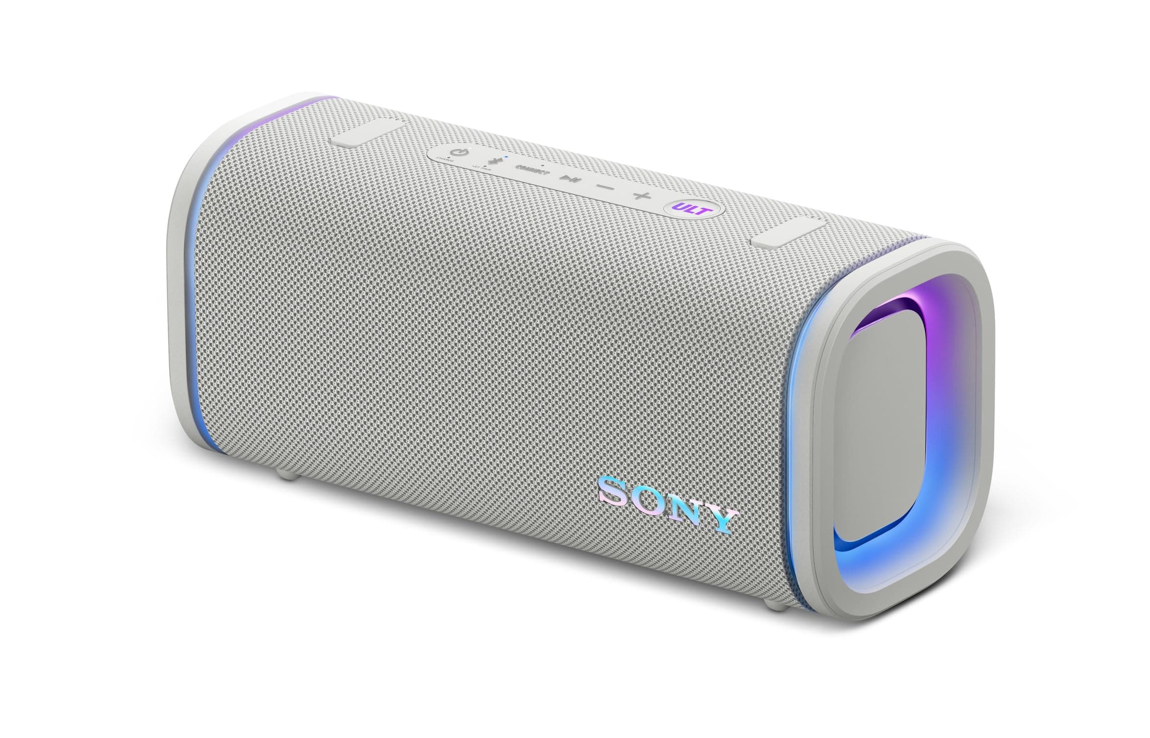 Sony New ULT Field 5 Wireless 100W Bluetooth Speaker, 25hrs Playtime, Massive Bass, Shoulder Strap, Built in Power Bank, IP67 Water & Dustproof, Quick Charge, 360 Party Light, Party Connect-White