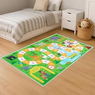 Story@Home Kids Play Mat Carpet 3x5 ft | Anti-Skid Rug for Children’s Playroom | Zoo Animals Theme | Soft Polyester Floor Mat for Boys & Girls | Green Crawl & Play Carpet