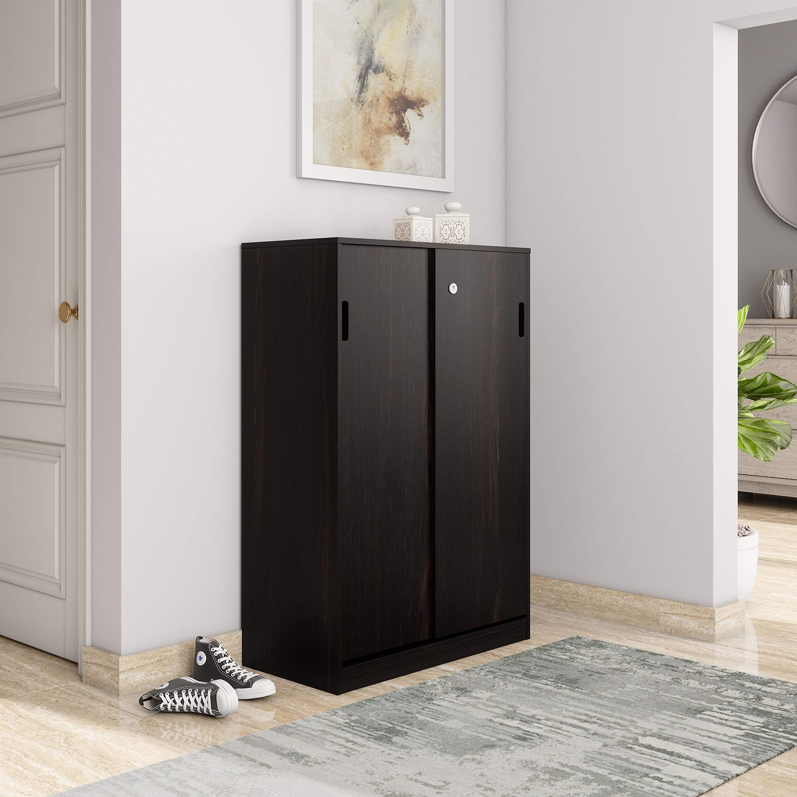 Amazon Brand - Solimo Aquilla Engineered Wood Particle Board Wenge Finish Storage Unit with 2 Door (Sliding) ,Brown