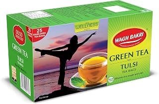 Wagh Bakri Green Tulsi, 25 Tea Bags (Pack of 2)