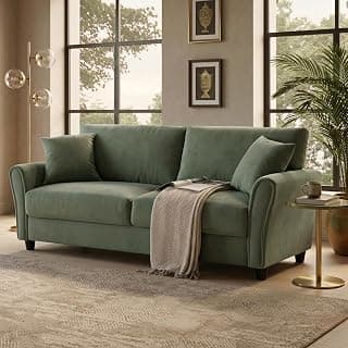 3 Seater lceola Premium Fabric Sofa |Stylish and Comfortable Living Room Furniture| Heavy Quality Sofa and Builtin| Throne of Comfort (Frosty Green, 3 Seater)