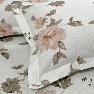 HUESLAND by Ahmedabad Cotton 144 TC Double Bedsheet Cotton with 2 Pillow Covers | White, Dusty Rose & Dull Brown