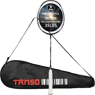 TANSO Black Aeroray Strung Professional Badminton Racket (35 Lbs Tension, 6.5mm Ultra Slim Solid Shaft, Recommended by Padukone School of Badminton)