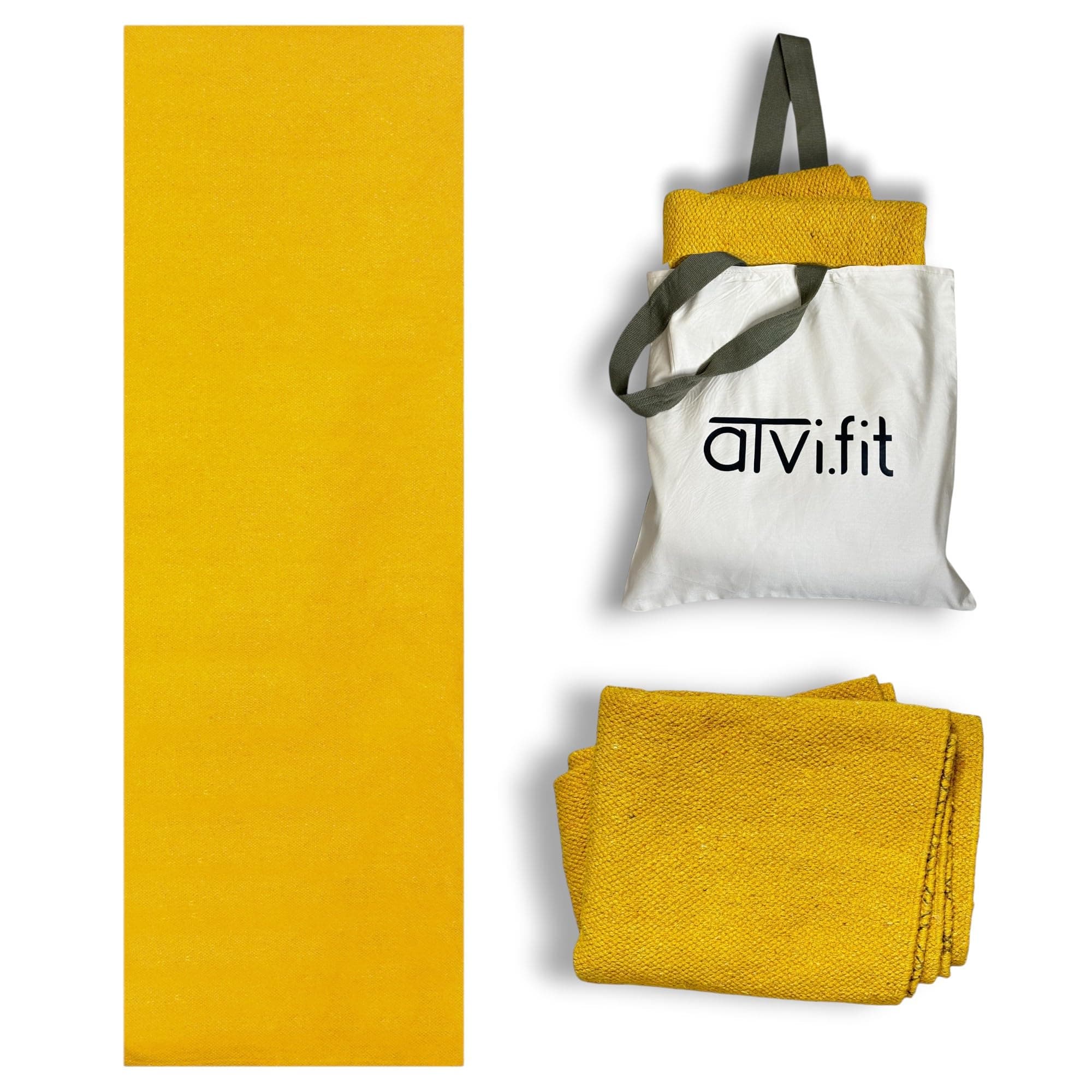 Atvi.fit Pure cotton anti-skid, machine wash yoga mat. 73inches x 24inches, 5mm thickness (5mm (Yellow))