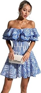 PEPPERSTONE Women's Strapless Mini Dress | Luxe Embroidered High-Waist Ruffled Short Sleeve Cocktail Dress - Size M Chic Summer Party Outfit
