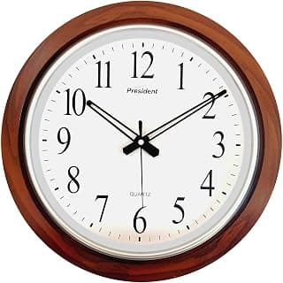 President Quartz Big Size Royal Look Wall Clock for Hall,Home,Office, (40 X 40 X 4 Cm Color - Dark Wood) Made in India, Analog, Brown