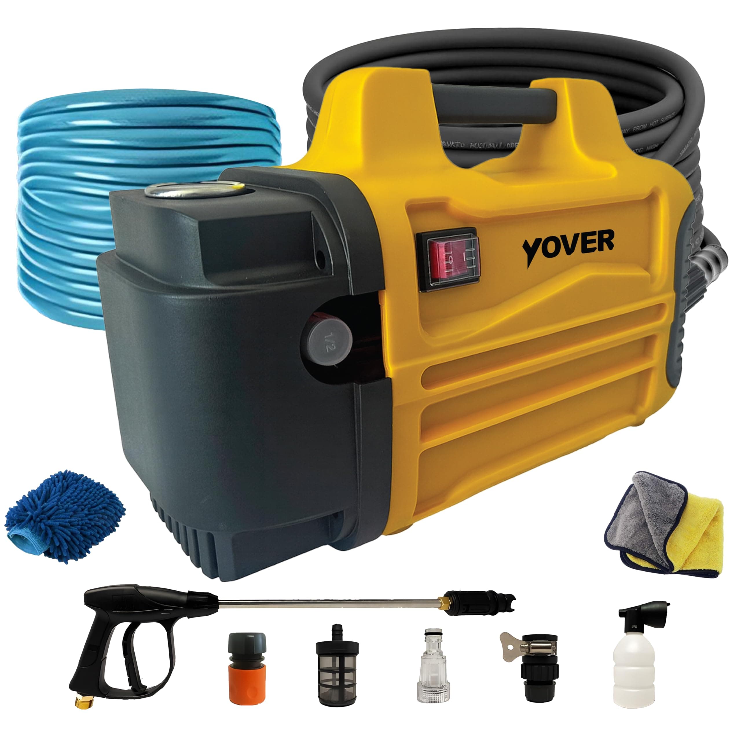 IBELL YO2900 High Pressure Car Washer with Copper Winding, 2900W Induction Motor, 260 Bar, 13 L/min Flow, Portable Power Washer with 10M Hose & Spray Gun (Copper Winding)