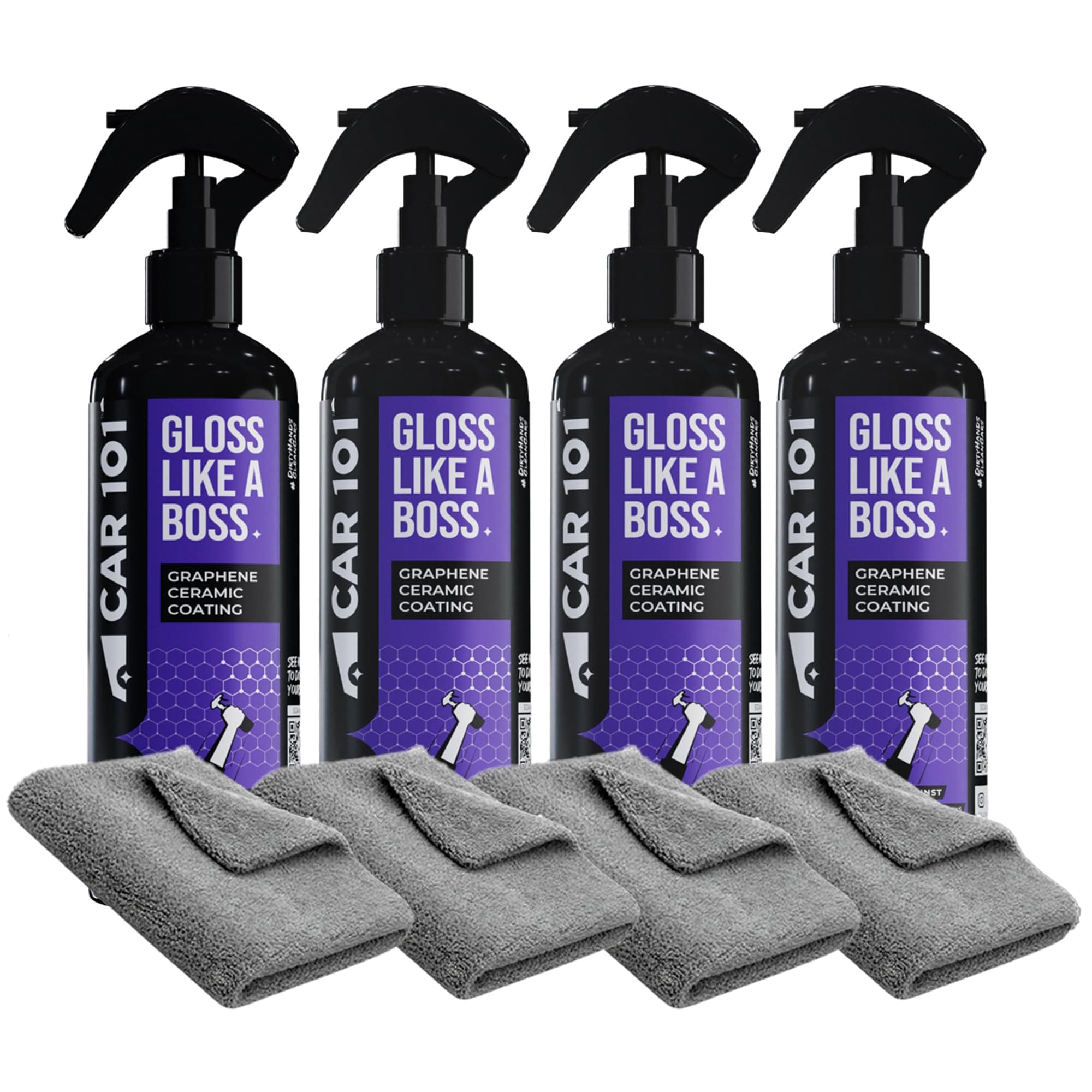 CAR101 Graphene Coating Spray - 300ml (Pack of 4) | Ceramic + Hydrophobic Finish | Advanced UV Protection | Extreme Gloss | Easy DIY Application | For Cars & Bikes