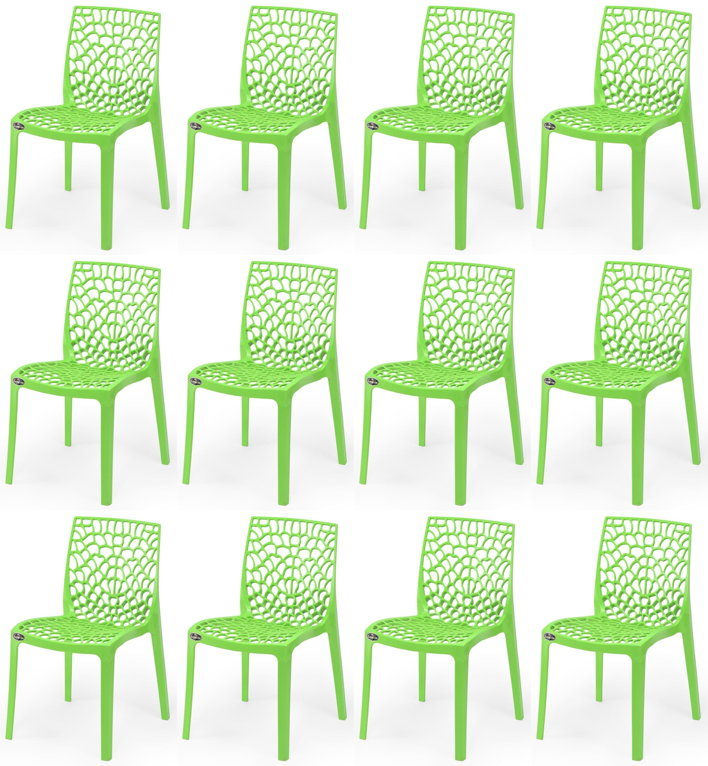 Goyal steel & furniture Plastic Web Chair Outdoor Without Arm Chair (Jali) Gloss Finish Standard Chair for Home Reception Study Office Plastic Chair (12, Green, Standard)