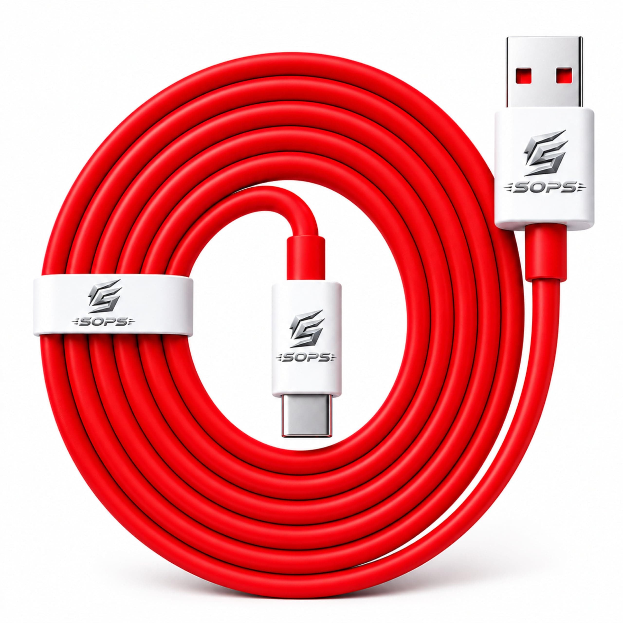 SOPS 33W Fast Charger Type C Cable | USB To Type C Cable Fast Charging | C Type Charger Cable | Compatible Poco & OnePlus Original Cable | Red Colour 1 Meter Cord