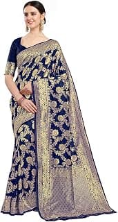 EthnicJunction Women's Kanchipuram Silk Half and Half Woven Saree With Blouse Piece |Wedding Saree