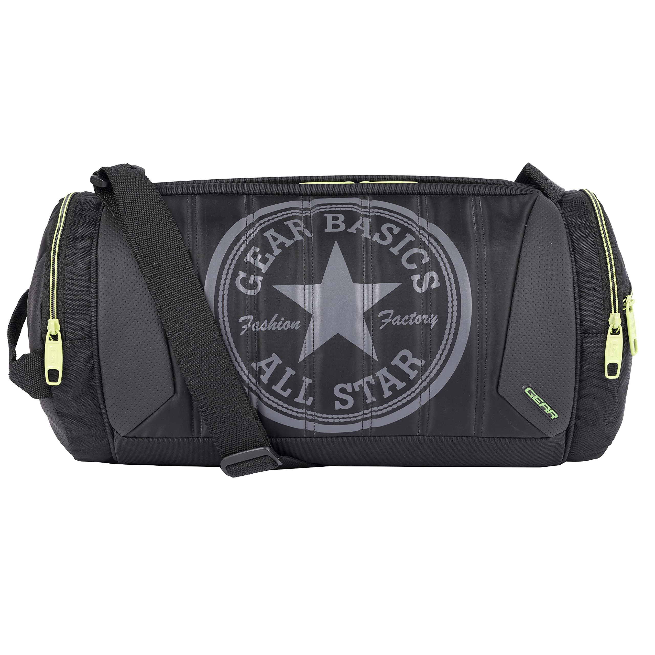 Gear Polyester Black and Green Travel Duffle (DUFPRO2000103)