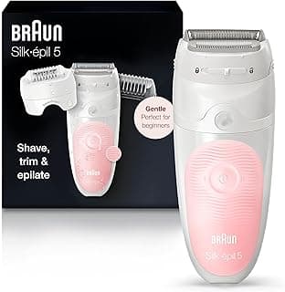 Braun Epilator for Women, Silk-Ãƒ©pil 5 5-620 for Hair Removal, Wet & Dry, Womens Shaver & Trimmer, Cordless, Rechargeable, White/Pink