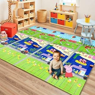 Wembley Peppa Pig Play Mat for Babies 0–12 Months | Thick 8MM Baby Play Mat for Floor | Reversible Waterproof Learning & Crawling Foam Playmat | BPA Free Playing Mat for Infants & Toddlers 0–3 Years