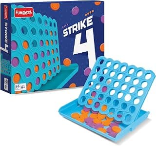 Funskool Games, Strike 4, New and Improved, Classic disc Dropping Game, 4 in a Row, Connect Game, Family Games, Strategy Board Games, Toys for Kids and Adults, 2 Players, Ages 6 Years and Above