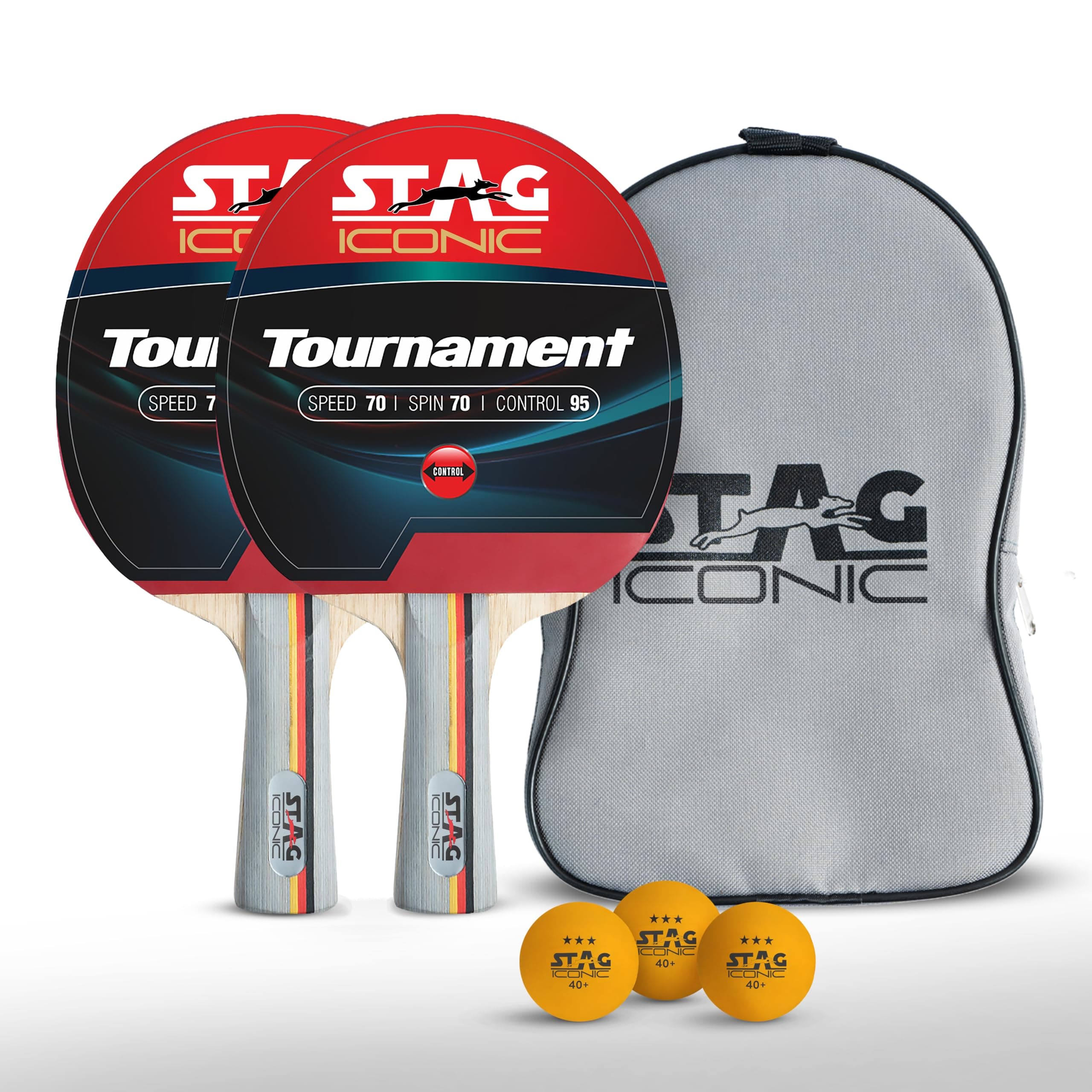 STAG ICONIC Tournament Table Tennis Playset | 2 Racquets, 3 ABS Balls & Cover | Beginner & Recreational Ping Pong Set for Home, Clubs & Schools | Durable, Lightweight & Easy to Play