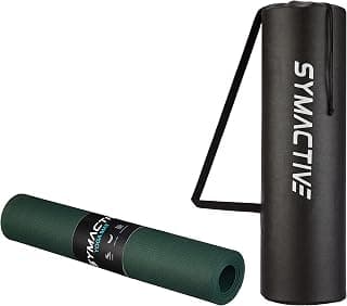 Amazon Brand - Symactive 4Mm Anti-Skid Lightweight Water/Dirt Proof Ldpe Yoga Mat With Carry Bag (Bottle Green)