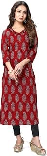 Monira Women's Pure Cambric Cotton Jaipuri Printed Kurti (MONJPR43_Maroon)