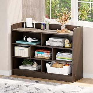 Lukzer Multipurpose 7-Section Storage Rack Bookcase | MR-008/Wenge | Open Display Unit for Home & Workspaces (70x28x93cm)