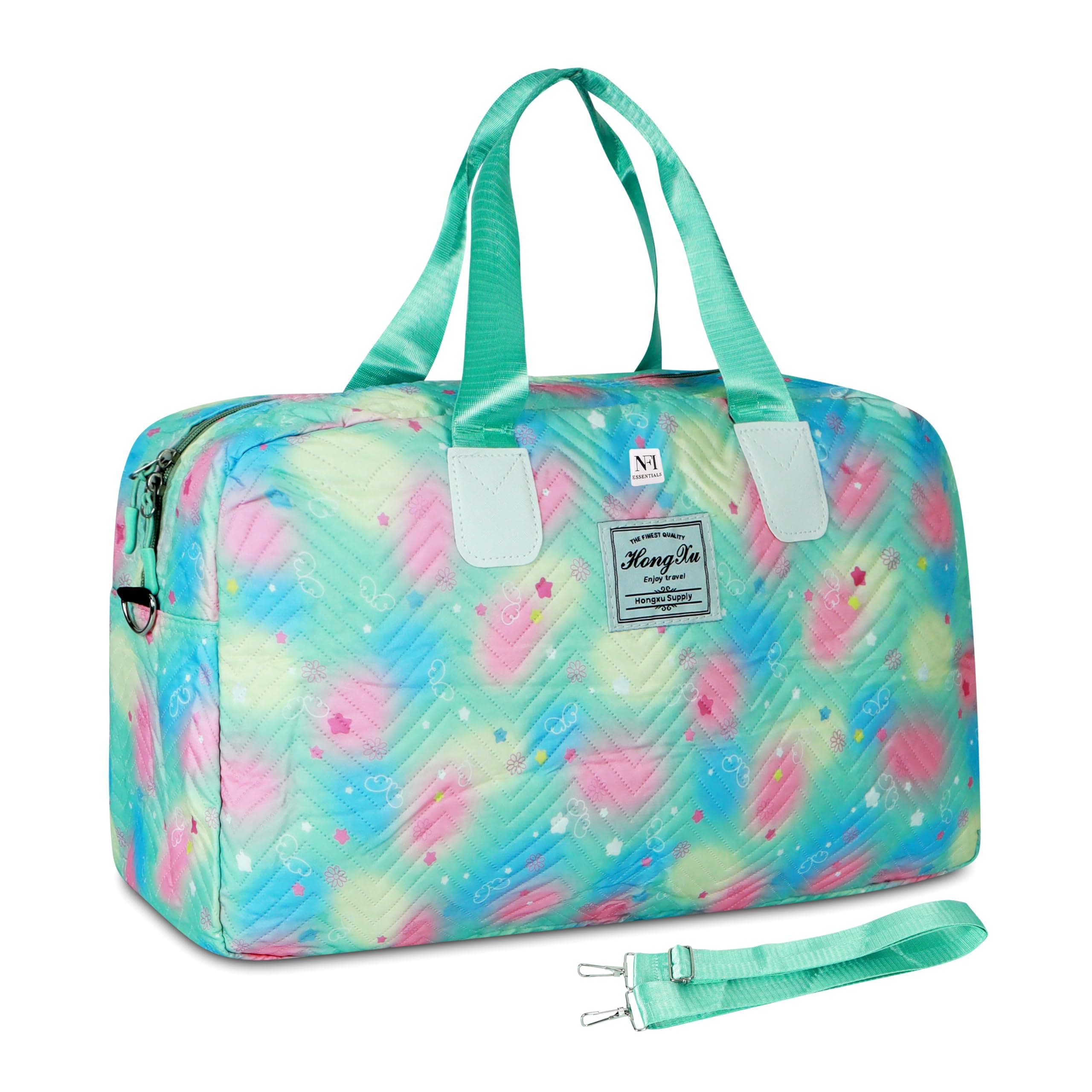 NFI esssential PU Printed Cabin Travel Duffel Bag for Men and Women Large Weekender Travelling Bags, Stylish Hand Adjustable Shoulder Strap Overnight Stays (P3)