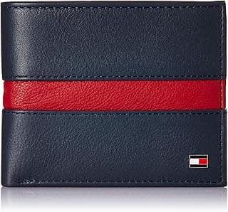 Tommy Hilfiger Men's Multicard Coin Wallet Piho - Navy+Red | 1 Coin Pocket | 2 Compartments | 8 Cards Slots | Stylish Men's Leather Wallet