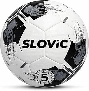 SLOVIC Rubber Professional Football [Size-5] | Hard Ground Foot-Ball | Ideal for Grass Ground & Artificial Turf | Training Foot Ball | Soccer Ball | Footballs for Men & Women, White