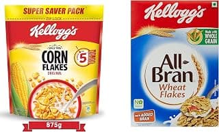 Kellogg's Corn Flakes Original, High in Iron, High in B Group Vitamins, Breakfast Cereals, 900g/875g (weight may vary) & All Bran Wheat Flakes, 440g