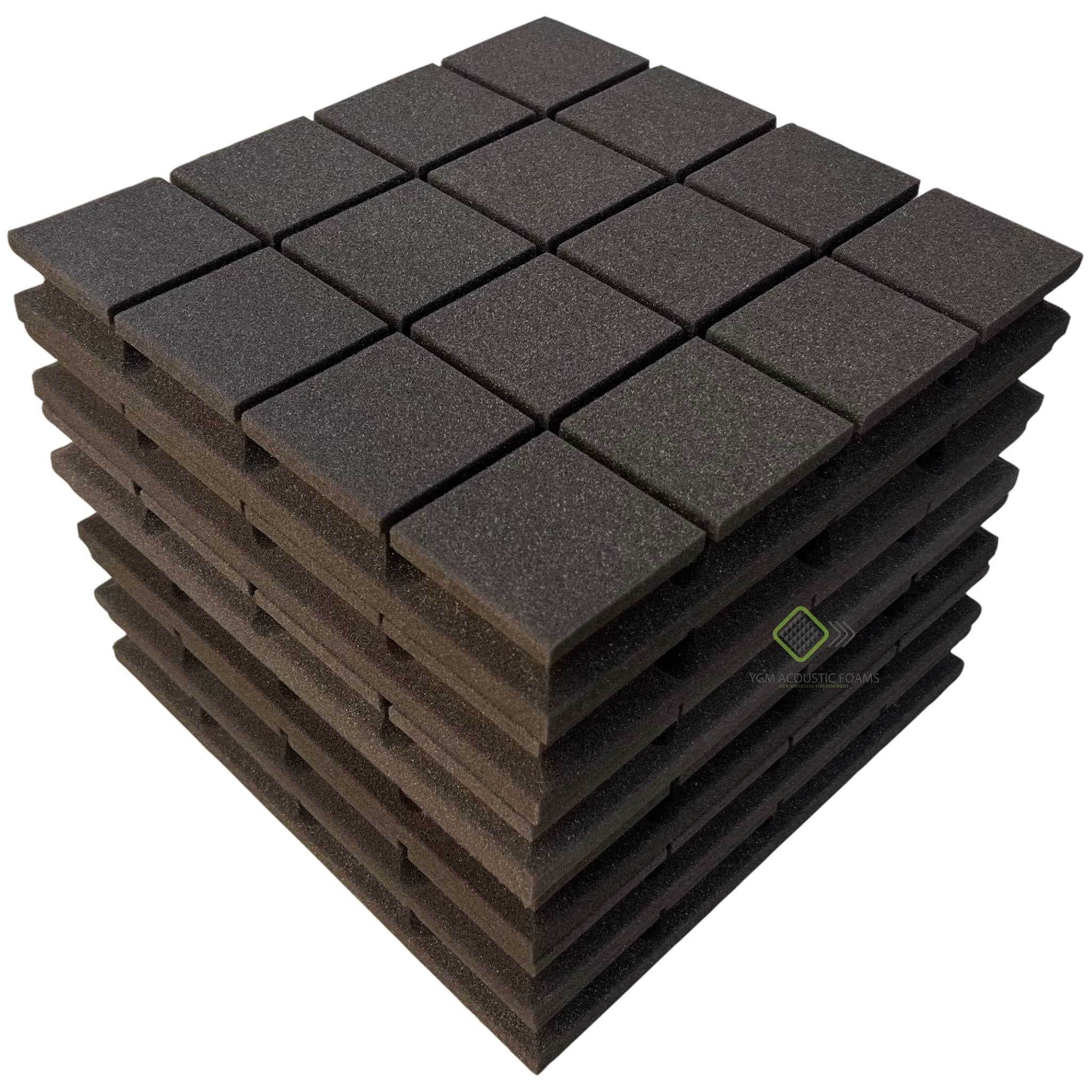 YGM Acoustic Foams® Turbo Acoustic Panels – 12”x12”x2” | 50 Density, Studio Noise, Echo Reduction & Absorption for Studio & Home (Black, Set of 6)