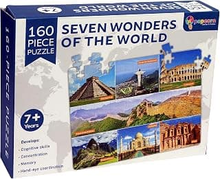 Popcorn Games & Puzzles 160 Piece Puzzle Seven Wonders of The World | Improves Your Child Cognitive Skills, Concentration, Memory & Coordination