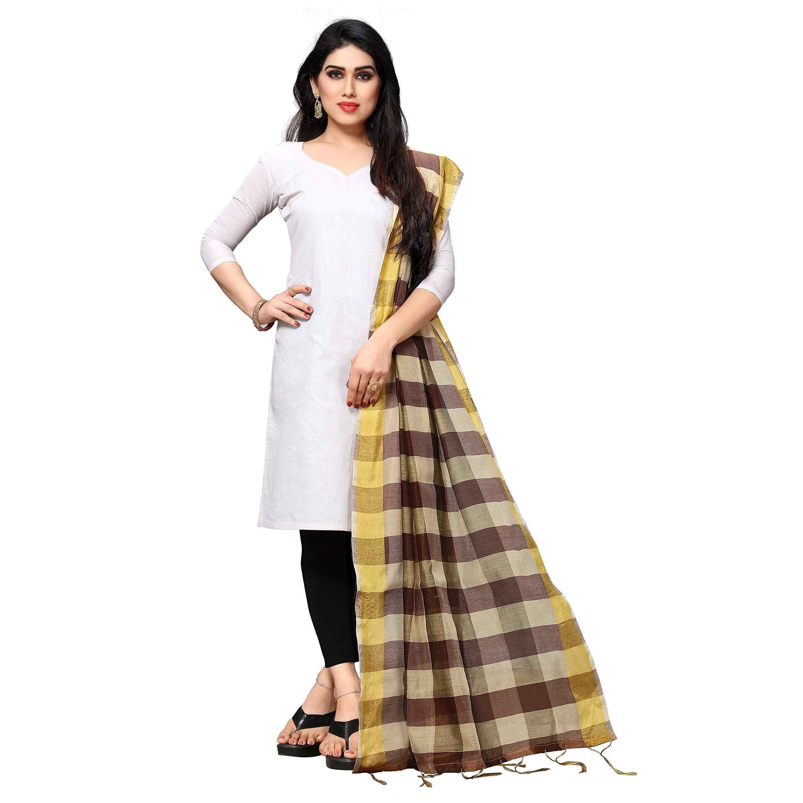 Sidhidata Textile Women's Cotton Silk Dupatta With Jhalar/tassels