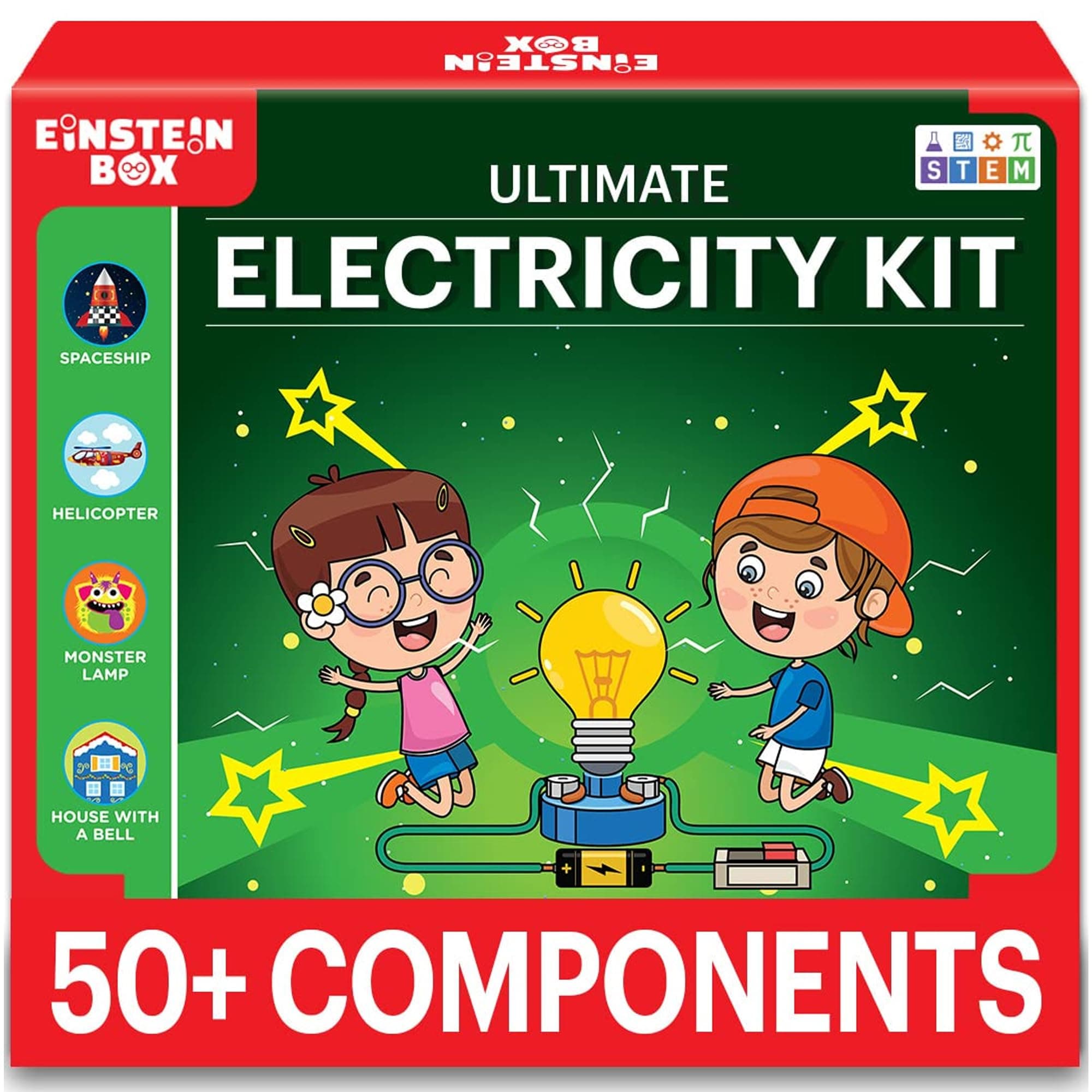 Einstein Box Electricity Science Experiment Kit for Boys & Girls Ages 8-15 | 8 Projects: Electricity Circuit With 50+ components| Educational School Project Kit | Toy & Gift For Kids 8,9,10,11,12,13