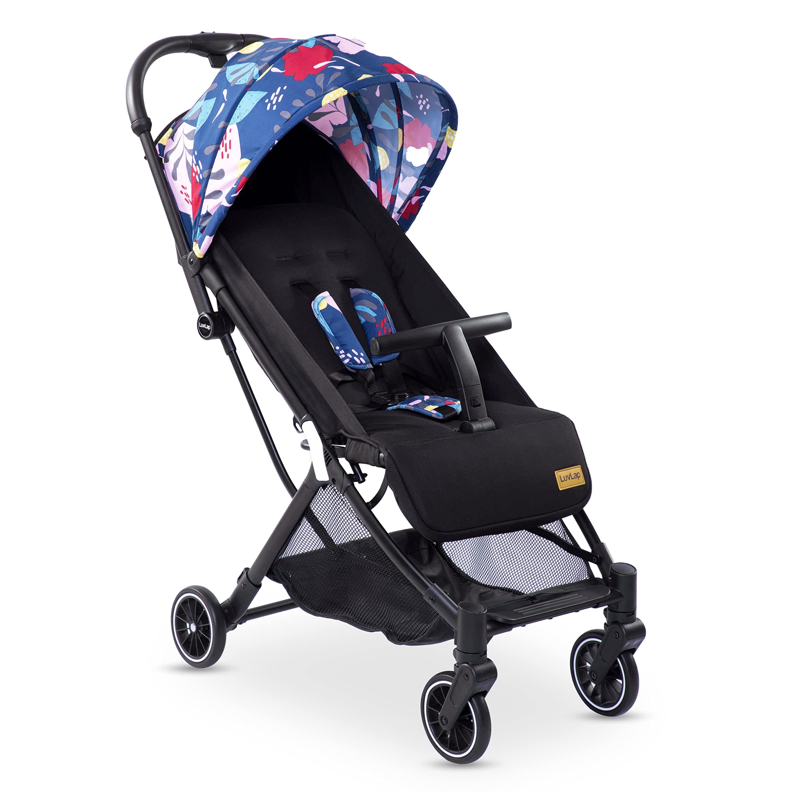 LuvLap Urbane Baby Stroller/Pram for baby with 5 point Safety Harness, Easy Fold, Air TravelFriendly Compact design, Multi-level seat recline, Lightweight stroller, 6 Months to 3 years(Multicolor Printed