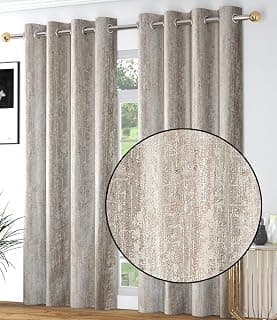 FRESH FROM LOOM Supreme Texture Polyester Padre| Curtains for Home 10 Feet Semi Black Out 80% Room Darkening Screens | (Beige | 2pc Double Weaved Parda | Eyelet Ring | Long Door Curtain)