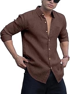 NexaFlair Men's Regular Fit Solid Pattern Laffer Cotton Shirt with Long Sleeve Collared Neck Standard Length and Button Down Closure Type | Mens Casual Shirts | Man's Formal Shirts