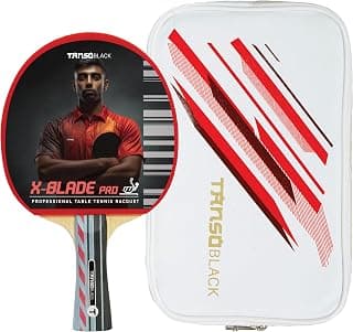 TANSO Black X Blade Pro Table Tennis (TT) Arylate Carbon (ALC) Racket (Premium ITTF Approved Gambler Rubber, 7-Ply ALC Ayous Blade, Ergonomic Grip Handle, Professional Players)