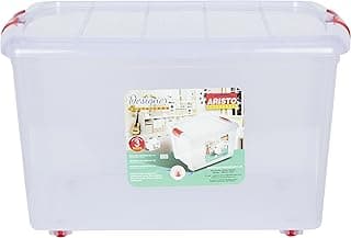 ARISTO Multipurpose Plastic Storage Container Box with Wheels 25 LTR (Clear, Transparent)