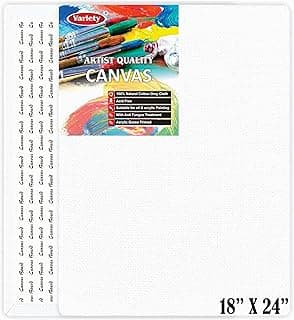 VARIETY CANVAS 18 X 24 Inch Cotton Canvas Board for Painting, Pack of 1 Piece - White