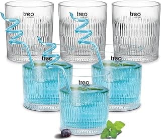 Treo by Milton Elix Juice Tumbler I Premium Glass Set of 6 for Water, Cold Drink I Perfect for Home, Restaurants and Parties. 230 ml