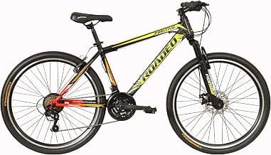 Hercules Unisex Roadeo Fugitive 27.5 Inches Wheel Size 21 Front Gear Steel Frame 17 Inches Frame Hybrid Bike (Black) Over 23 Years