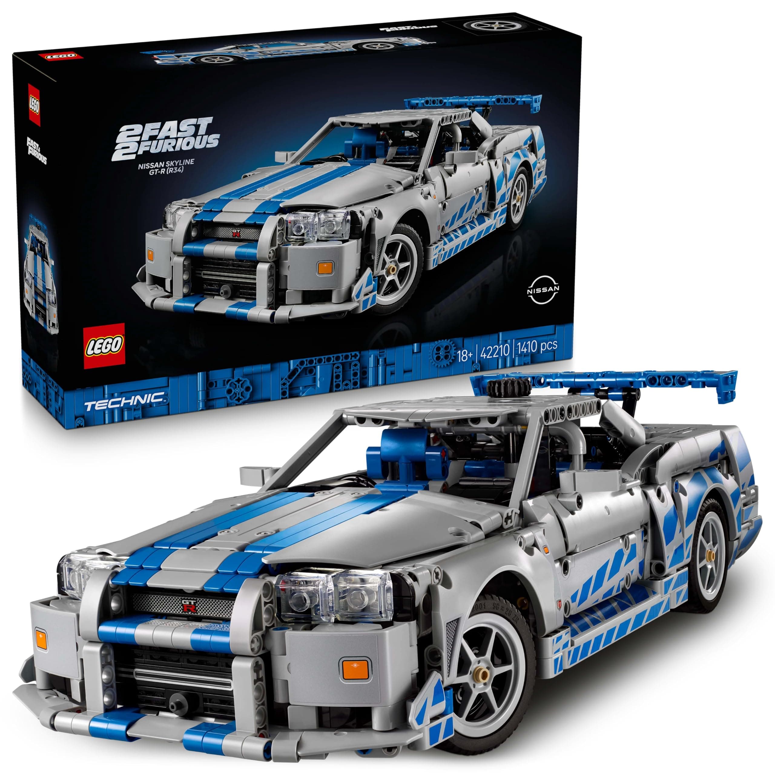 LEGO Technic 2 Fast 2 Furious Nissan Skyline GT-R (R34) Car Model Kit 42210 Building Blocks for 18+ Gift
