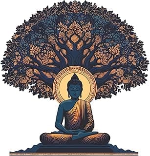 Creative Edge Buddha Under Kalpa Tree Multicolor Decorative Wall Sticker (61 cm x 58 cm)