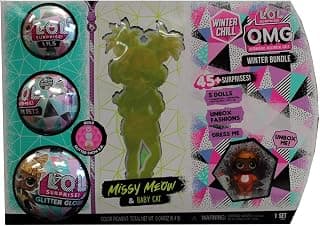 Winter Chill L.O.L. O.M.G Surprise Winter Bundle- 1 Missy Meow, 1 Baby Cat, 1 Lils, 1 Fluffy Pets, 1 Glitter Globe