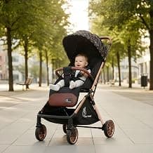 R for Rabbit Street Smart Auto Fold Stylish Newborn Baby Stroller| Aluminum Frame Pram with One Click Fold |Travel Friendly Trolley Stroller for 0-3 Years for Boy & Girl | (Gold Black)